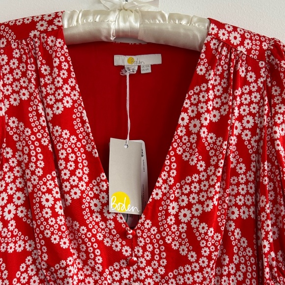 NWT Boden Red and White Floral Dress size 6 - Picture 6 of 7
